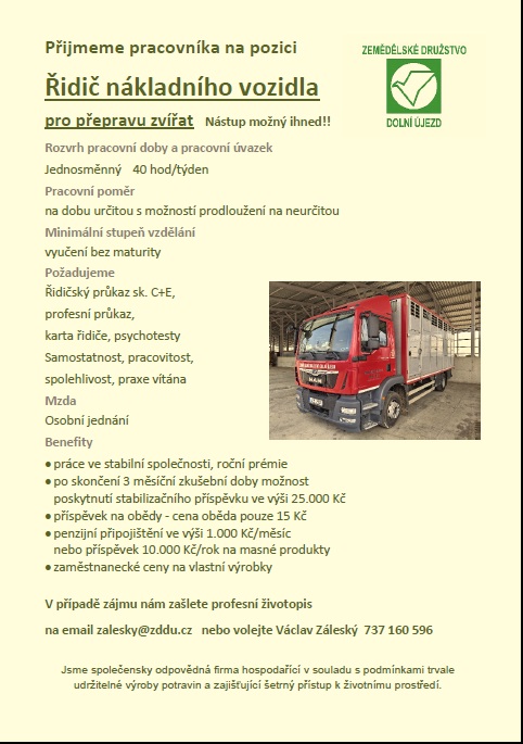 nabídka práce - řidič