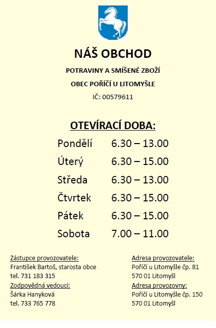otevírací doba od 6.30