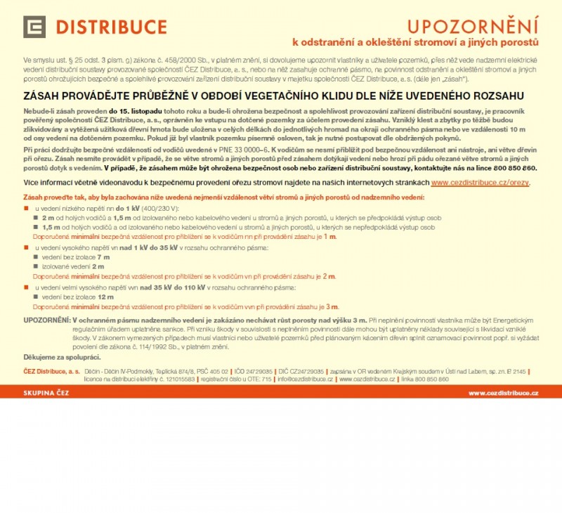 upozornění ČEZ